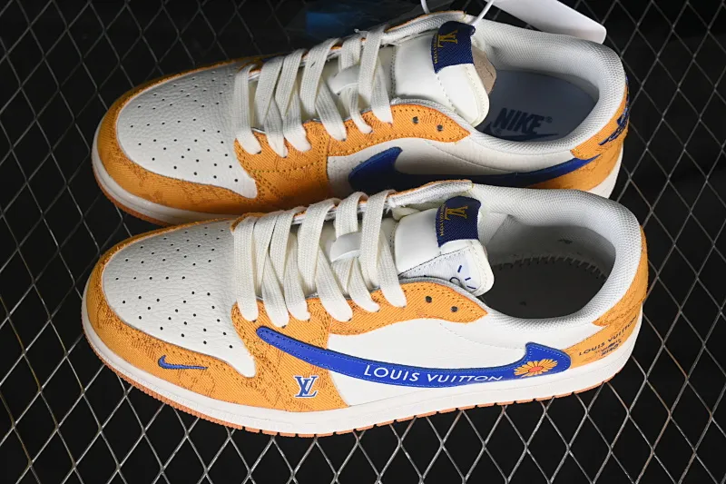All categories Air Jordan Jordan series basketball shoes Air Jordan 1 Low High-end customized low-top sneakers Travis Scott x Fragment Design x Air Jordan 1 Low OG SP AJ1 Joe 1 joint name Yellow and blue Daisy low-top cultural casual sneakers DZ2688-001